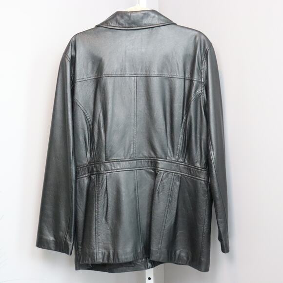 JLC New York Black Leather Jacket Women’s Large Zip Front Outerwear - Picture 2 of 7